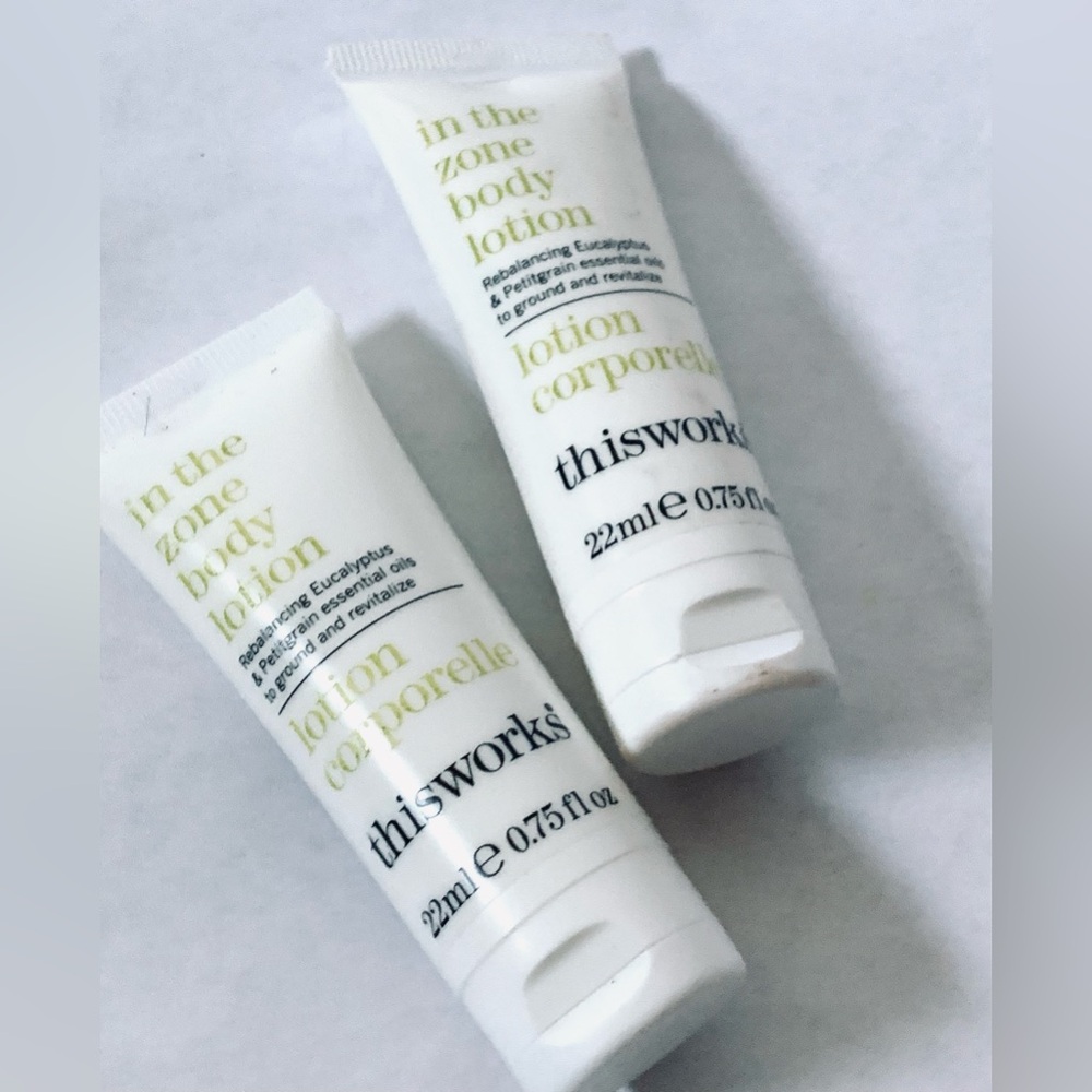 2 - thisworks* IN THE ZONE BODY LOTION .75 Oz ea new
